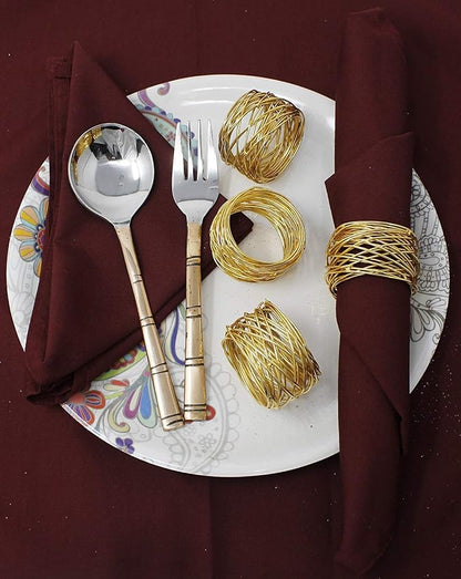ITOS365 Handmade Round Mesh Gold Napkin Rings Holder - Image 5