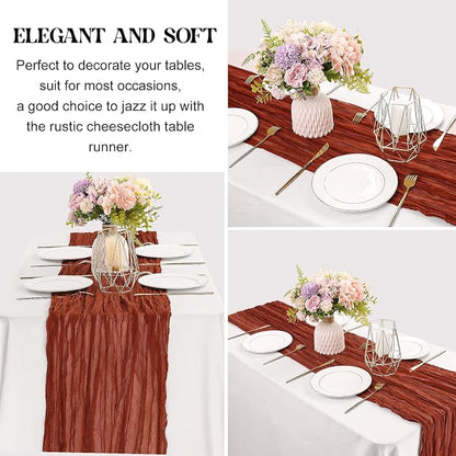 6 Pieces Terracotta 10FT Cheesecloth Table Runner Boho Gauze Fabric Table - Image 3