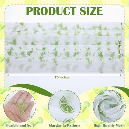 4 Pcs Margarita Table Runners 29 x 70 Inch Glitter Green Margarita Tulle Lace - Image 3