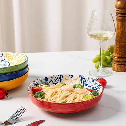 LEHAHA Pasta Bowls Set of 4, 8.25 inch Ceramic Serving Bowls - Image 3