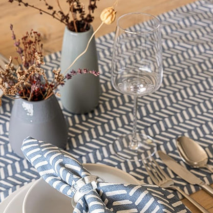 over&back 18x108 Hand-Blocked Printed Cotton Table Runner - Image 8