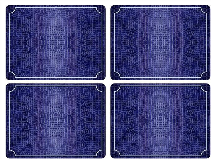 Pimpernel Blue Croc Leather Placemats, Decorative Navy Crocodile Design by Pimpernel
