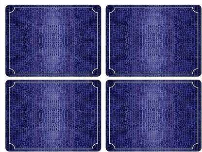 Pimpernel Blue Croc Leather Placemats, Decorative Navy Crocodile Design by Pimpernel
