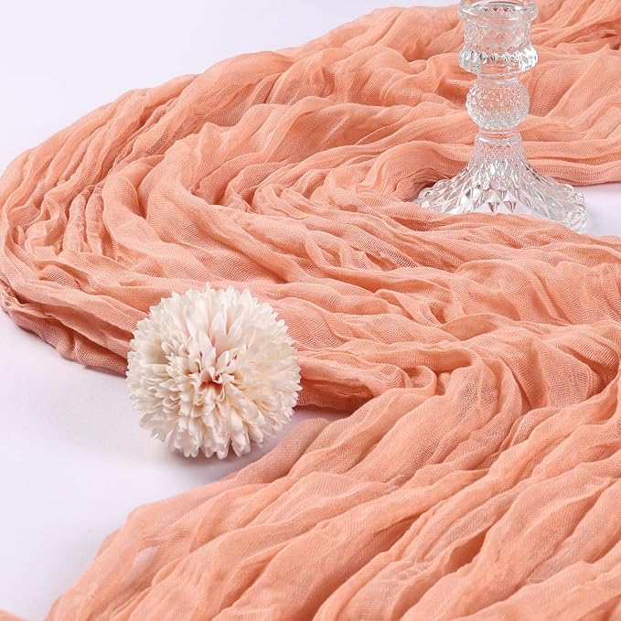 6 Pack 10Ft Peach Cheesecloth Table Runner 23 x 120 Inch | Gauze Rustic Boho - Image 3