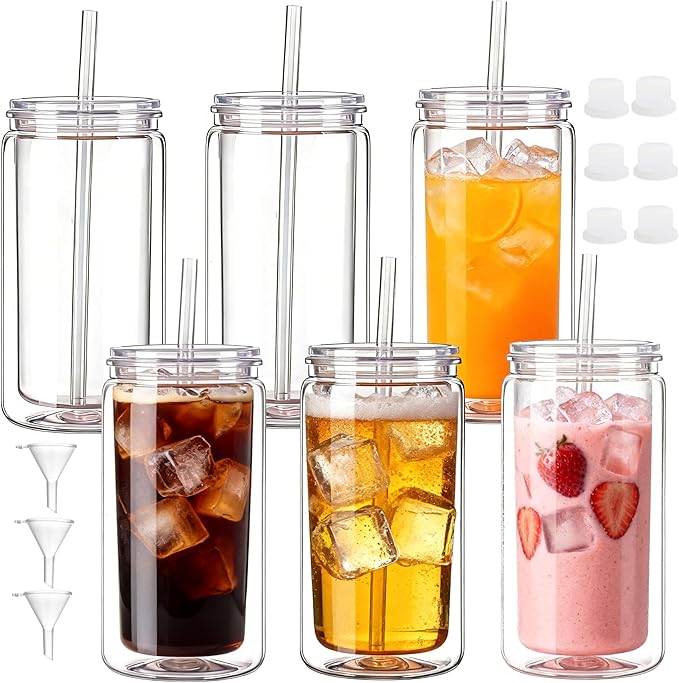 6 Pack Snow Globe Tumbler, Double Wall Plastic Reusable Cups by Alohastarttg