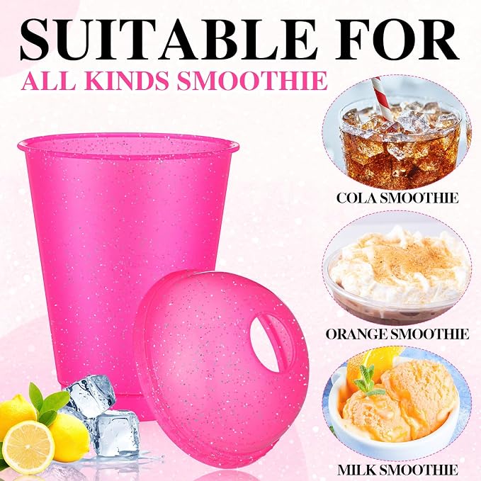 6 Set Slushie Cups with Dome Lids and Straws Detachable Spoon Straws Reusable - Image 5