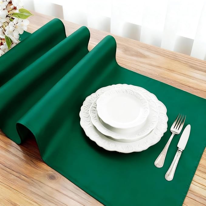 FOLINS&HOME Green Waterproof Decorative Table Runner 90 Inches Long | 210GSM - Image 3