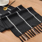 Halloween Black Table Runner 48 Inches Long, Fall Black Embroidered Striped by Niviy