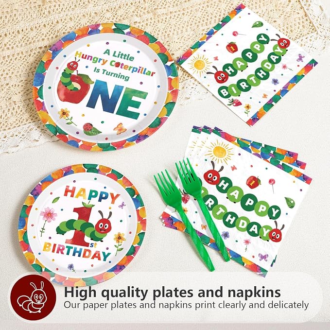 Grencian 200Pcs Caterpillar 1st Birthday Party Decorations, Serve 50 | A Hungry - Image 4