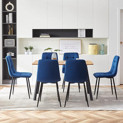 Classic Tufted Dining Chair Set of 6,Chic Velvet Vanity Chair Elegant High-Back Reception Chairs Comfortable with Durable Metal Legs for Dining Hall,Restaurant