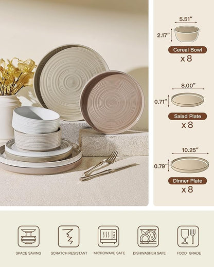 Dinnerware Set for 8, Ceramic Plates & Bowls - Image 7