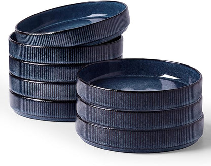 famiware Star 8.25" Pasta Bowls Set of 8, Bowl Plates, Nebulas Blue | Microwave by Famiware