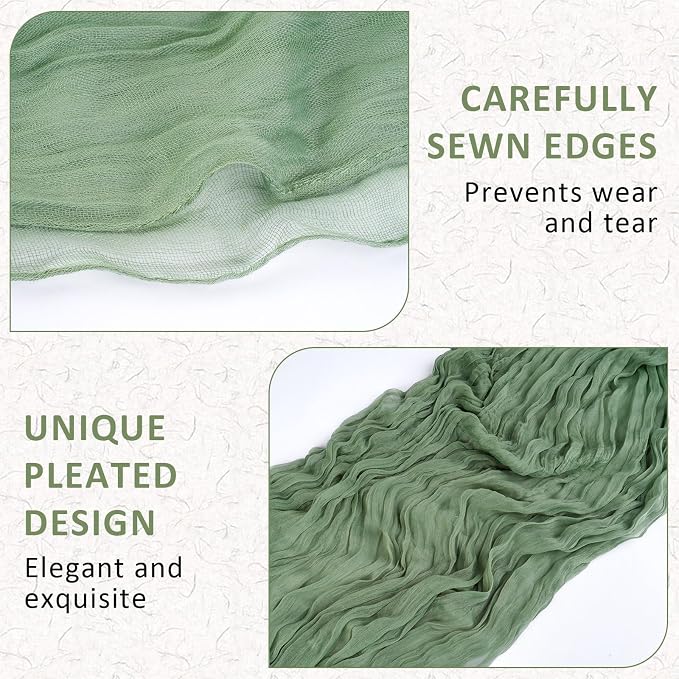 Cheesecloth Table Runner, 120 Inch 10 FT, Sage Green | 1 Pack, 35x120 Inches - Image 5