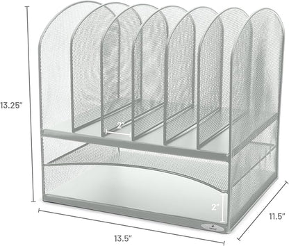 Safco Onyx Desk Organizer with 6 Vertical & 2 Horizontal Trays, File Organizer for Home, Office, Classroom & More, Steel Mesh Construction