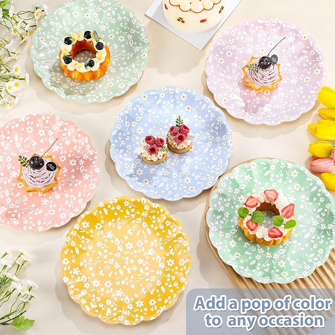 Yungyan 30 Pcs Ditsy Floral Paper Plates - Image 6