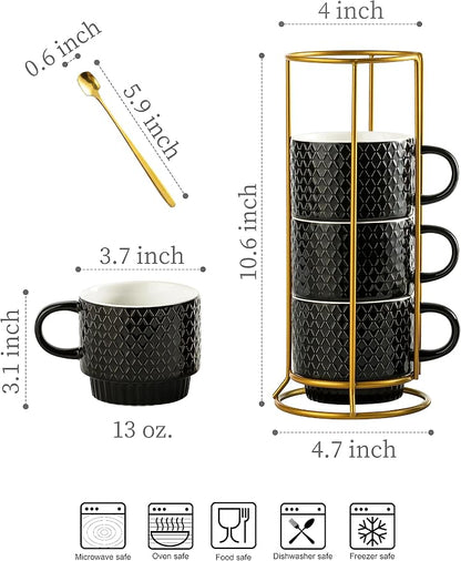 LYEOBOH Stackable Coffee Mugs Set of 4 - Image 2