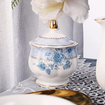 fanquare Blue Flowers Porcelain Tea Set, Tea Cup and Saucer Set Service - Image 8