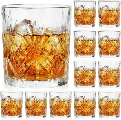 12 Pcs Old Fashioned Whiskey Glasses 8 oz Elegant Crystal Whiskey Glasses by Yiyiring