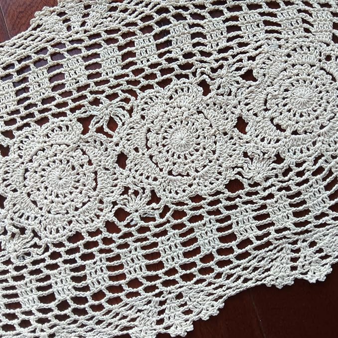 Phantomon Oval Lace Table Runner Doilies Floral Table Scarf Furniture Cloth - Image 6