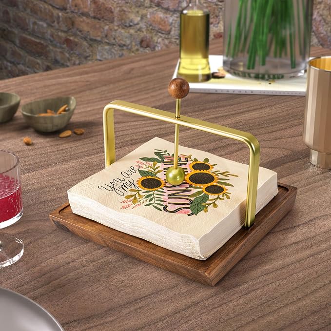 Wood Napkin Holder for Table, Square Tabletop Napkin Dispenser - Image 7