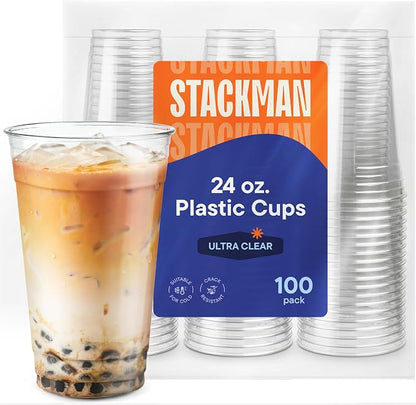 Stack Man Clear Disposable Plastic Cups PET Crystal Clear Disposable 24oz - Image 6