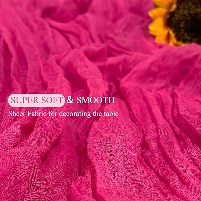6Pack Hot Pink Cheesecloth Table Runner 17x108inch Hot Pink Table Runner | Boho - Image 4