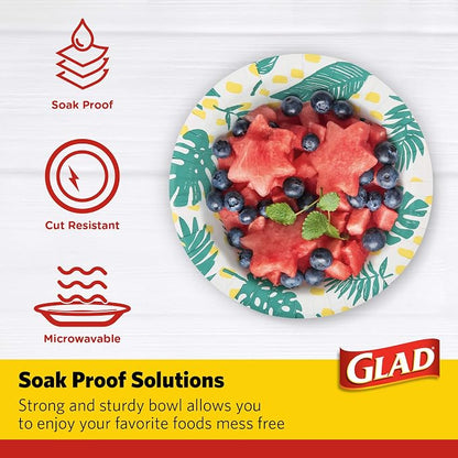 Glad Round Disposable Paper Bowls, Palm Leaves, 16 Oz, soak-proof and - Image 3