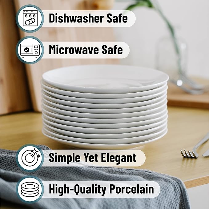BTaT- White Dessert Plates, 8 inch, Small Plates - Image 4