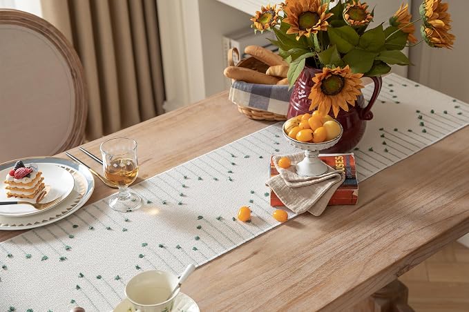 Boho Table Runner 13 x 108 Inch Long Natural Cotton Woven Runner - Image 4