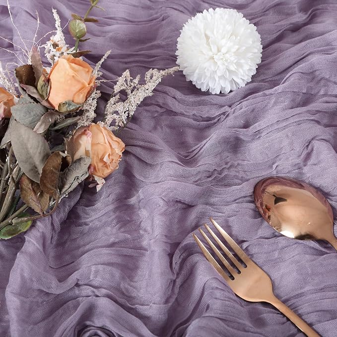 6 Pack Grape Purple Cheesecloth Table Runner 35 x 120 Inch | Boho Gauze Fabric - Image 3