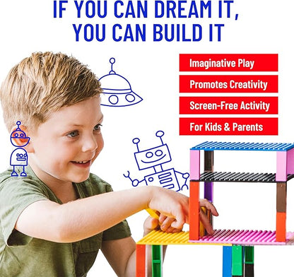Strictly Briks Stackable Baseplates - 12 Pack 10"x10", 32x32 Studs, Compatible with Lego for Building City Scenes, Foundation, Displays Bricks on Play Table, Kids Easter Gift, Vibrant