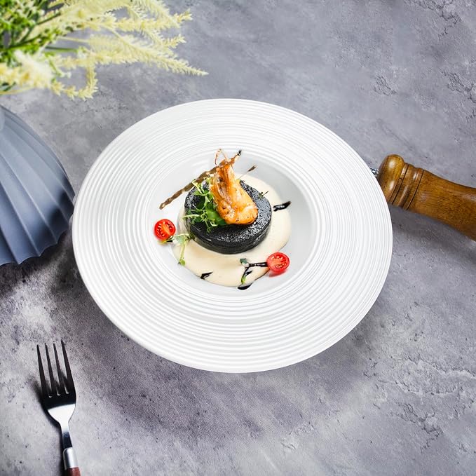 Soup Plates Fine Soup bowls Set of 4, 10.9 Inch Ceramics Rimmed Small Mouth - Image 7