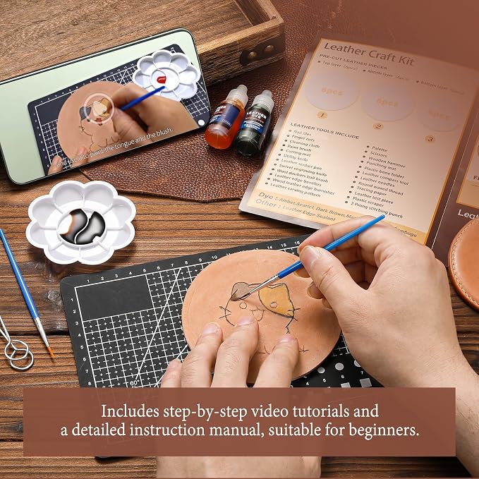 Nitlak Leather Crafting Kit, Leather Working Tools, Coaster Making Kit | - Image 4