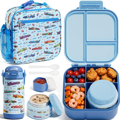 Fimibuke Kids Bento Lunch Box w/Insulated Water Bottle, Lunch Bag & Thermo | by Fimibuke