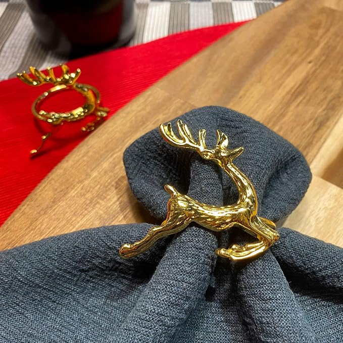 Christmas Gold Deer Napkin Rings Set of 12 - Image 3