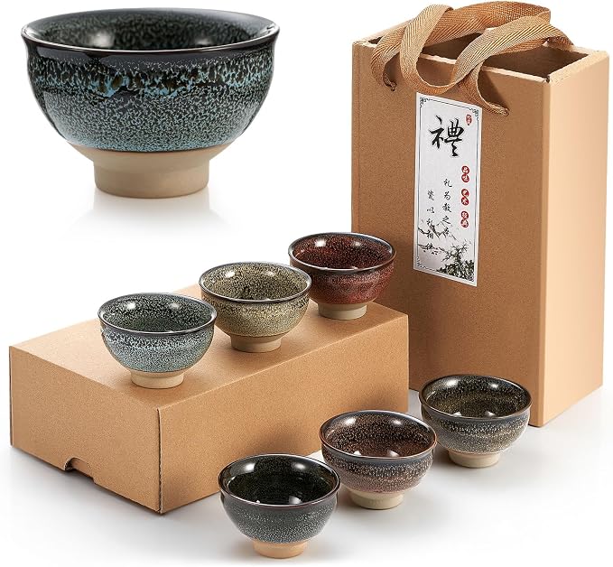 Skyley 6 Pieces Korean Soju Shot Glasses Sets Porcelain Cups Korean Ceramic by Skyley