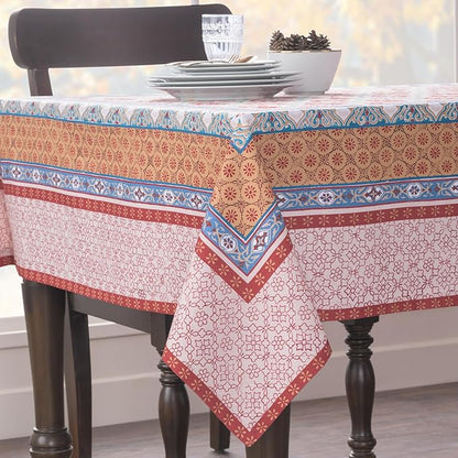 Maison d' Hermine Table Cloth Rectangle Table 100% Cotton 60 x 120 Inches Fall Tablecloth Reusable Everyday Use for Thanksgiving Christmas Decorations Dining Farmhouse Party (Romane)