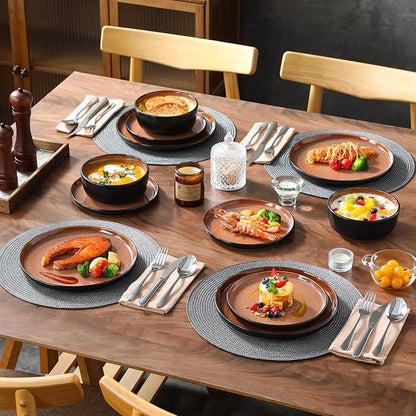 vancasso Plates and Bowls Sets, 24 Pieces Stoneware Dinnerware Sets - Image 7