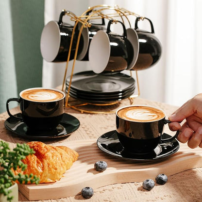 BTaT- Cappuccino Cups with Saucers 8 oz, Au Lait, Flat White, Dishwasher - Image 6