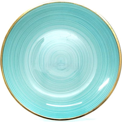 " OCCASIONS " 100 Plates Pack,(50 Guests) Premium Wedding Party Disposable Plastic Plates Set -50 x 10'' Dinner + 50 x 7'' Salad/Dessert (Belize in Aqua & Gold)