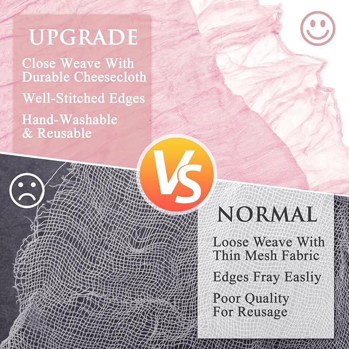 Cheesecloth Table Runner 10FT 12Pcs Blushing Pink Boho Gauze Runners | Cheese - Image 4