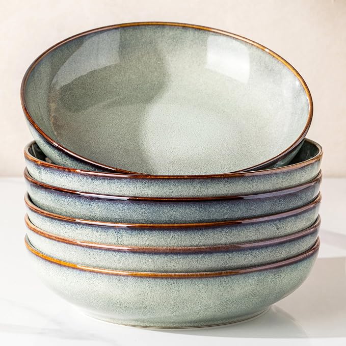 GBhome 8.5'' Ceramic Pasta Bowls, 36oz Stoneware Salad Bowls Set of 6 | by GBhome