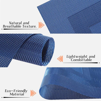 Timeet Blue Placemats Set of 4, Heat Resistant Non-Slip Place Mats, Durable Washable PVC Vinyl Woven Table Mats, Wipeable Placemats for Dining Table Easy to Clean