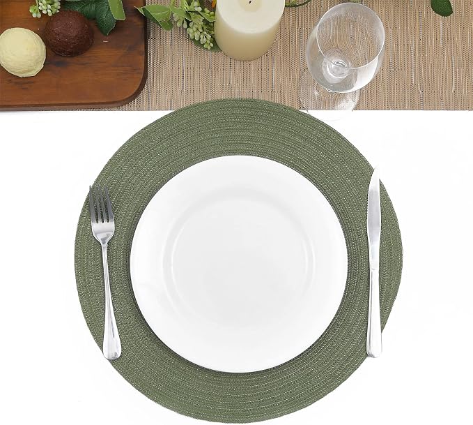 SHACOS Round Placemats Set of 6 Washable 15 inch Round Table Mats Cotton - Image 8
