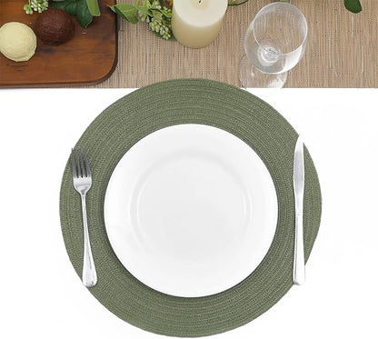 SHACOS Round Placemats Set of 6 Washable 15 inch Round Table Mats Cotton - Image 8