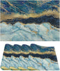 Marble Linen Placemats Set of 4, 12x17 Inch Modern Abstract Foil Texture White Blue Gold Marble Table Mats Washable Fabric Place for Party Kitchen Wedding Dining Banquets Decor