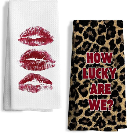 Trendy Red Cheetah Print Hand Towels by Unknown