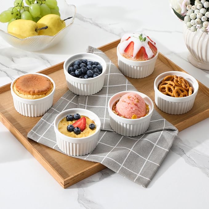 MALACASA Ramekins 4 oz Oven Safe, Porcelain Creme Brulee Ramekins Pudding - Image 5