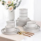 LERATIO Ceramic Dinnerware Sets for 6, High Edge Stoneware Plates and Bowls Set, Chip and Crack Resistant | Oven & Dishwasher & Microwave Safe Dishes Set, Service for 6 -Creamly White