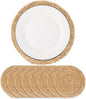 Round Woven Placemats - Boho Rattan Placemats Natural Water Hyacinth Placemat, Farmhouse Weave Place Mats, Rustic Braided Wicker Table Mats for Dining Table,Home,Wedding (12 inch Set of 8)